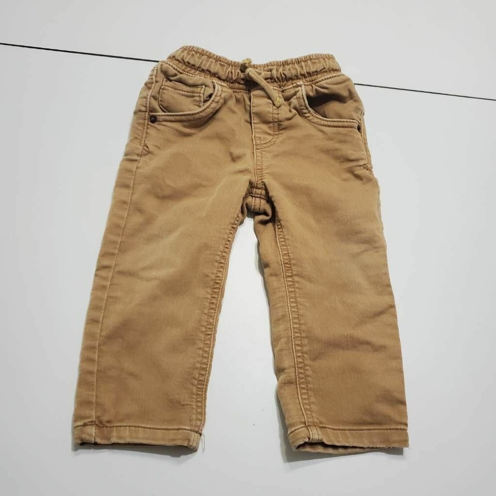 Cat & Jack Unisex Straight Jeans Khaki Stretch Drawstring Pockets 18 Months
